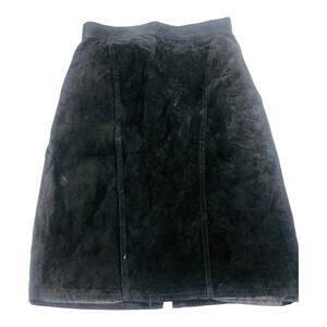 3580 Women Black Suede Leather Pencil Skirt Mini High Ris 7/8 Vintage 90’s